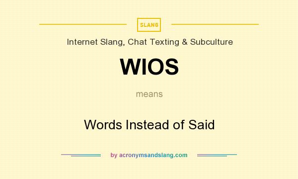 What does WIOS mean? It stands for Words Instead of Said