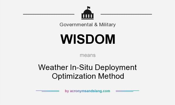 What does WISDOM mean? It stands for Weather In-Situ Deployment Optimization Method