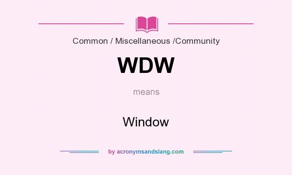 What does WDW mean? It stands for Window