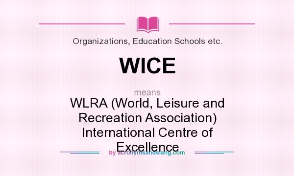 What does WICE mean? It stands for WLRA (World, Leisure and Recreation Association) International Centre of Excellence