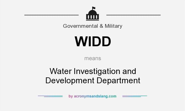 What does WIDD mean? It stands for Water Investigation and Development Department