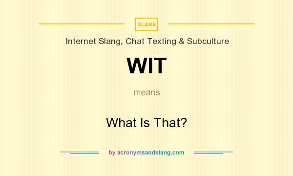 What does WIT mean? It stands for What Is That?