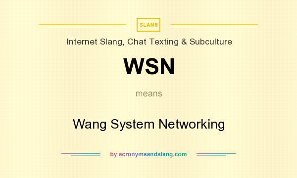 What does WSN mean? It stands for Wang System Networking