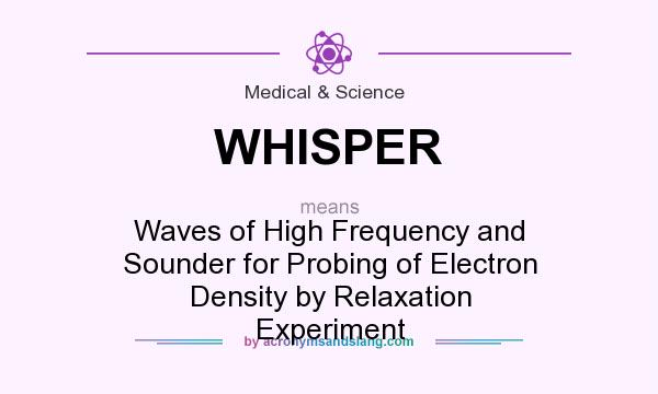 What does WHISPER mean? It stands for Waves of High Frequency and Sounder for Probing of Electron Density by Relaxation Experiment