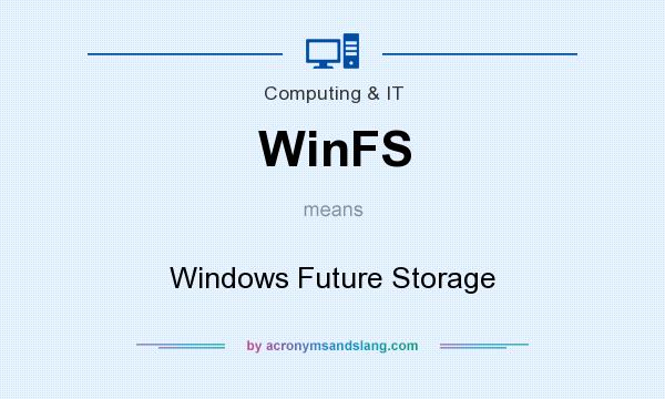 What does WinFS mean? It stands for Windows Future Storage
