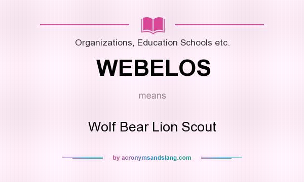 What does WEBELOS mean? It stands for Wolf Bear Lion Scout