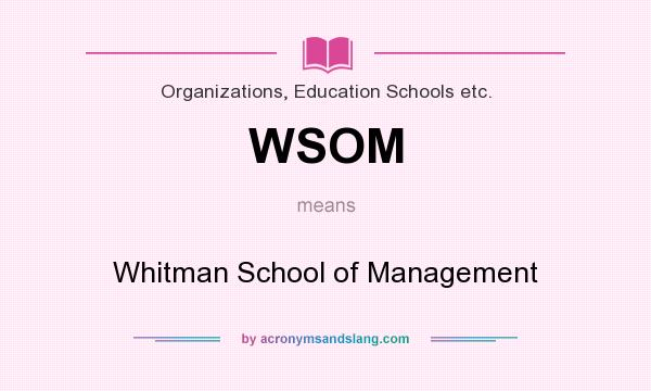 What does WSOM mean? It stands for Whitman School of Management
