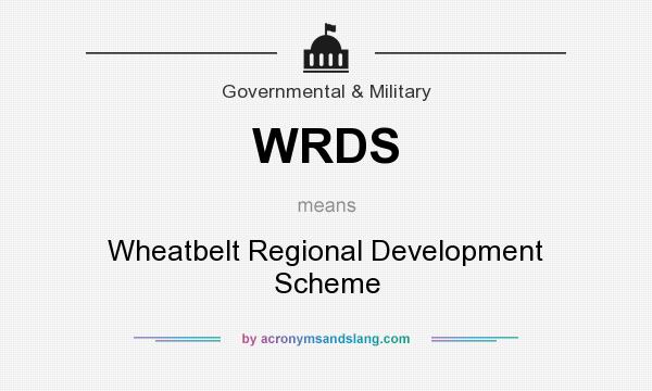 What does WRDS mean? It stands for Wheatbelt Regional Development Scheme