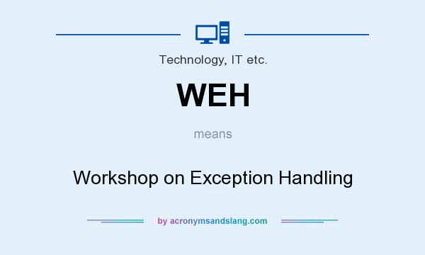 What does WEH mean? It stands for Workshop on Exception Handling