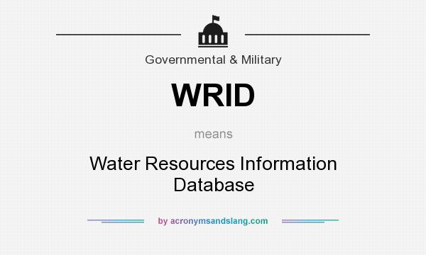 What does WRID mean? It stands for Water Resources Information Database
