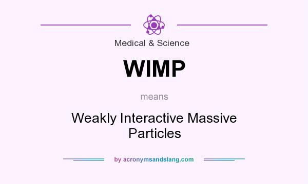 What does WIMP mean? It stands for Weakly Interactive Massive Particles
