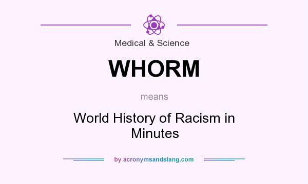 What does WHORM mean? It stands for World History of Racism in Minutes