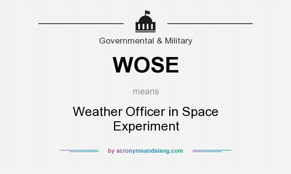 What does WOSE mean? It stands for Weather Officer in Space Experiment