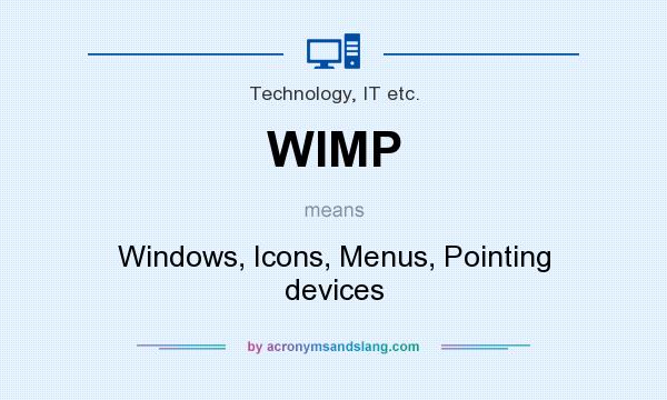 What does WIMP mean? It stands for Windows, Icons, Menus, Pointing devices