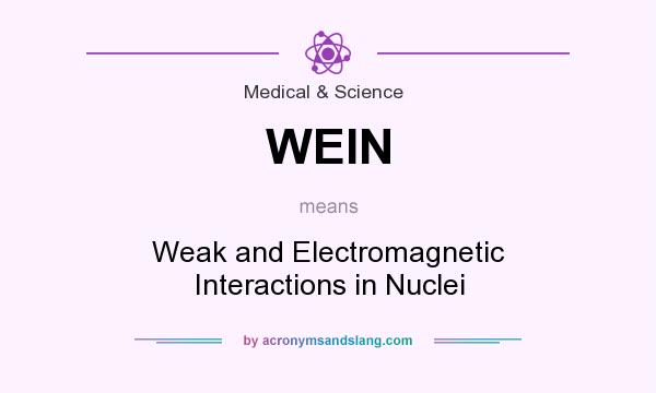 What does WEIN mean? It stands for Weak and Electromagnetic Interactions in Nuclei