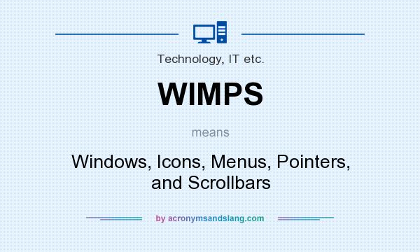 What does WIMPS mean? It stands for Windows, Icons, Menus, Pointers, and Scrollbars