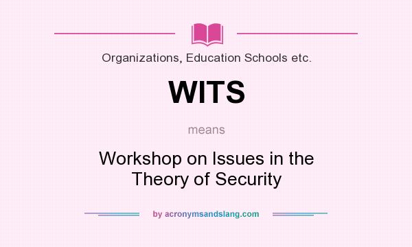 What does WITS mean? It stands for Workshop on Issues in the Theory of Security