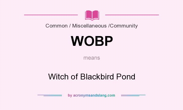 What does WOBP mean? It stands for Witch of Blackbird Pond