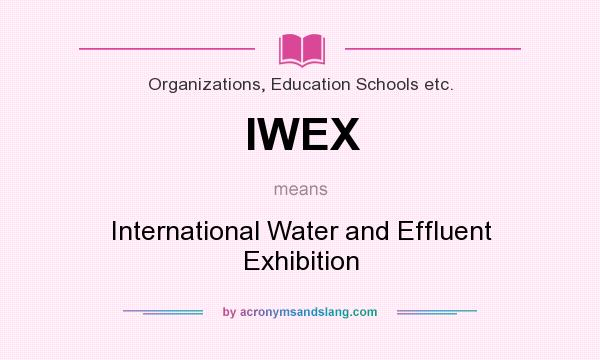 What does IWEX mean? It stands for International Water and Effluent Exhibition