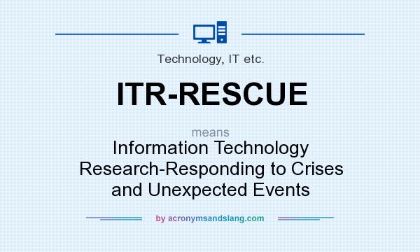 What does ITR-RESCUE mean? It stands for Information Technology Research-Responding to Crises and Unexpected Events