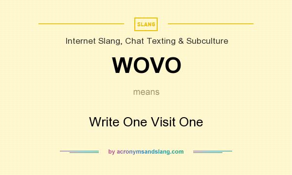 What does WOVO mean? It stands for Write One Visit One