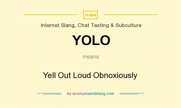 What does YOLO mean? It stands for Yell Out Loud Obnoxiously