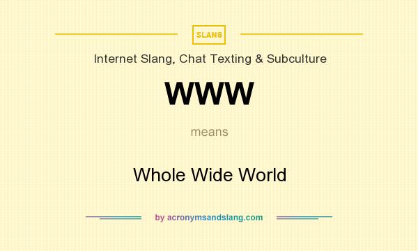 What does WWW mean? It stands for Whole Wide World