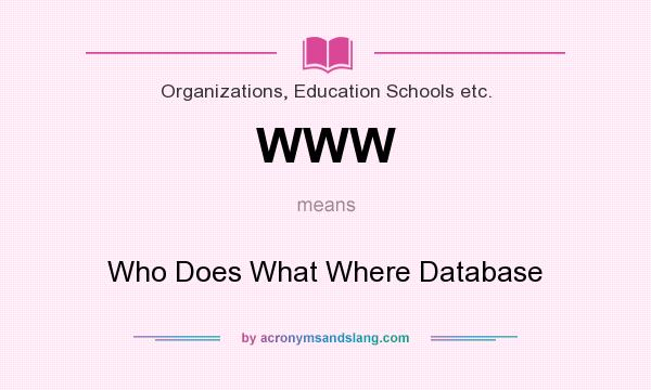 What does WWW mean? It stands for Who Does What Where Database