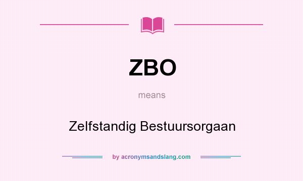 What does ZBO mean? It stands for Zelfstandig Bestuursorgaan