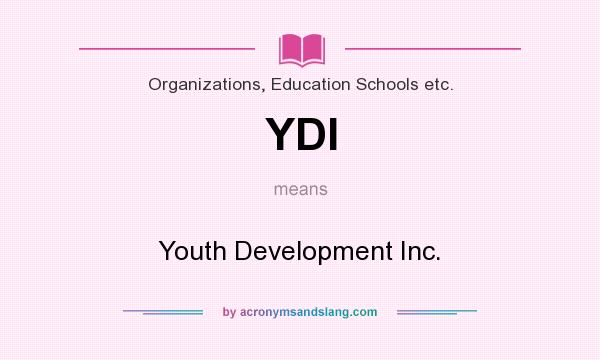 What does YDI mean? It stands for Youth Development Inc.