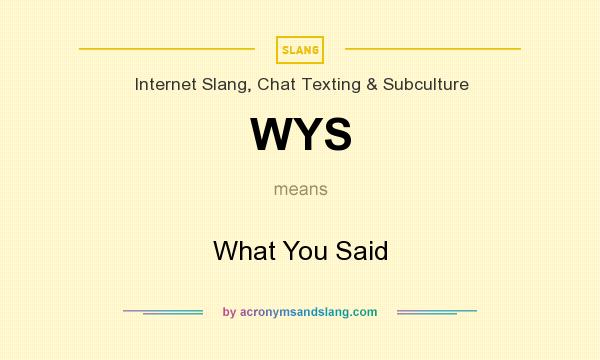 What does WYS mean? It stands for What You Said