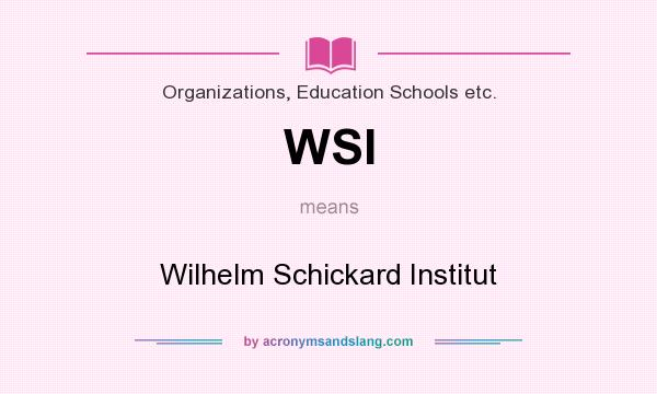 What does WSI mean? It stands for Wilhelm Schickard Institut