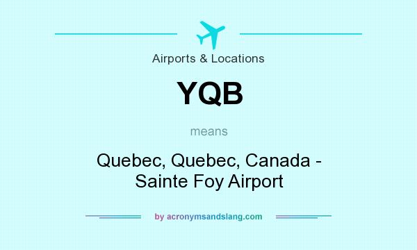 What does YQB mean? It stands for Quebec, Quebec, Canada - Sainte Foy Airport
