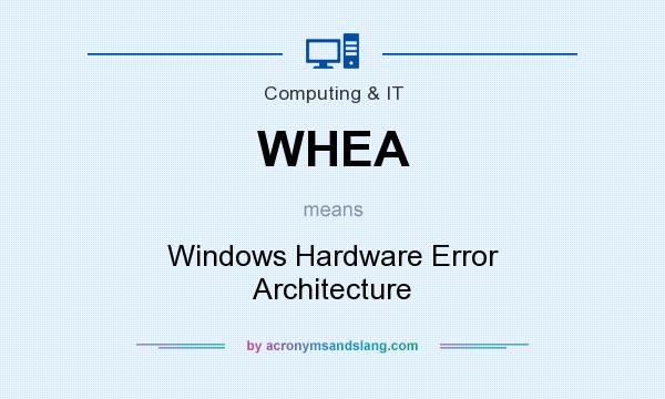 What does WHEA mean? It stands for Windows Hardware Error Architecture