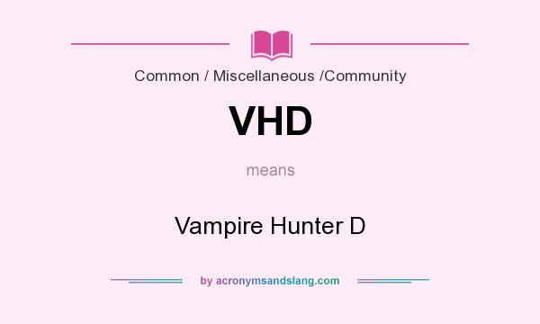 What does VHD mean? It stands for Vampire Hunter D