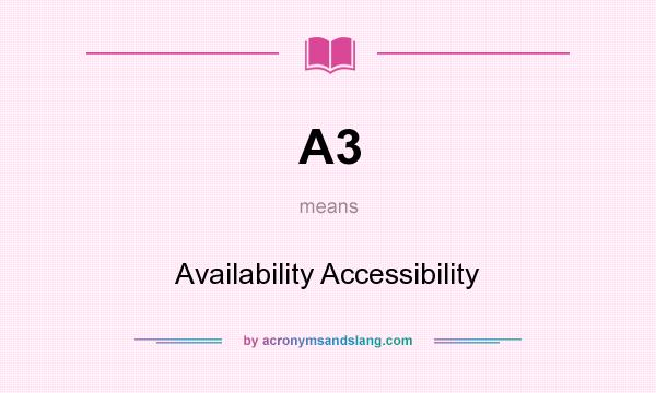 What does A3 mean? It stands for Availability Accessibility