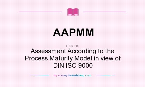 What does AAPMM mean? It stands for Assessment According to the Process Maturity Model in view of DIN ISO 9000