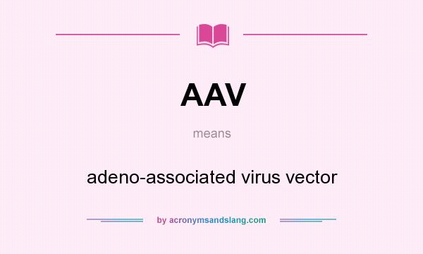 What does AAV mean? It stands for adeno-associated virus vector