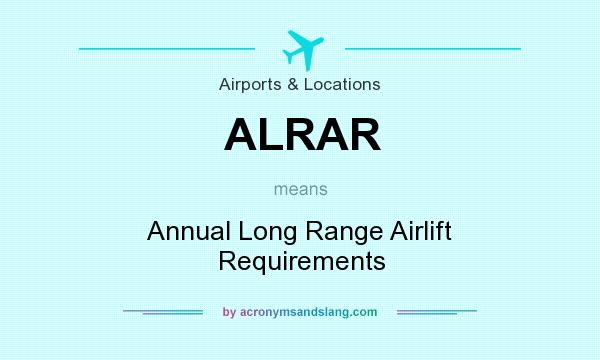 What does ALRAR mean? It stands for Annual Long Range Airlift Requirements