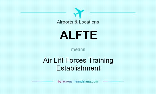 What does ALFTE mean? It stands for Air Lift Forces Training Establishment