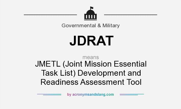 What does JDRAT mean? It stands for JMETL (Joint Mission Essential Task List) Development and Readiness Assessment Tool
