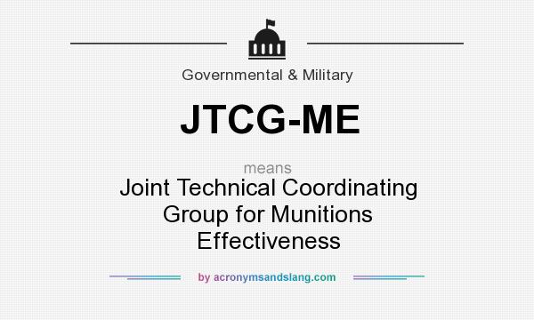 What does JTCG-ME mean? It stands for Joint Technical Coordinating Group for Munitions Effectiveness