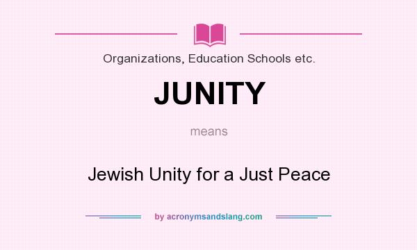 What does JUNITY mean? It stands for Jewish Unity for a Just Peace