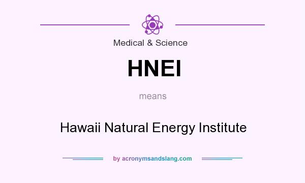 What does HNEI mean? It stands for Hawaii Natural Energy Institute