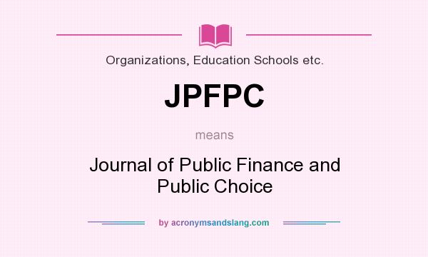 What does JPFPC mean? It stands for Journal of Public Finance and Public Choice