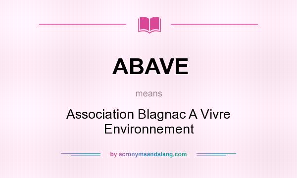 What does ABAVE mean? It stands for Association Blagnac A Vivre Environnement