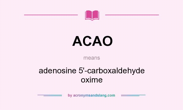 What does ACAO mean? It stands for adenosine 5`-carboxaldehyde oxime