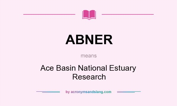 What does ABNER mean? It stands for Ace Basin National Estuary Research