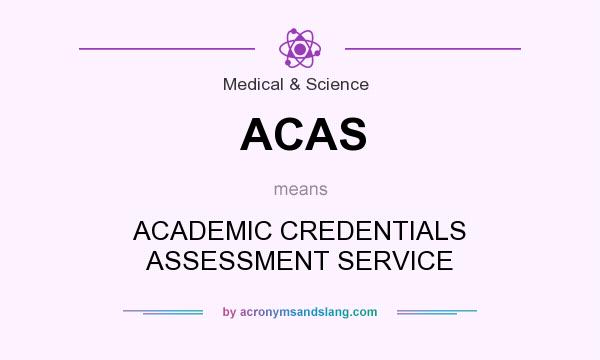 What does ACAS mean? It stands for ACADEMIC CREDENTIALS ASSESSMENT SERVICE