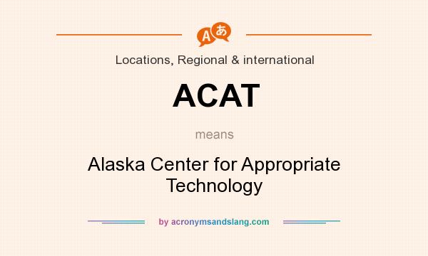 What does ACAT mean? It stands for Alaska Center for Appropriate Technology